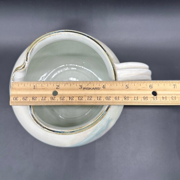 Vintage Art Pottery Pitcher Jug Pastel Purple Abstract Signed Planter Squatty - Picture 12 of 12